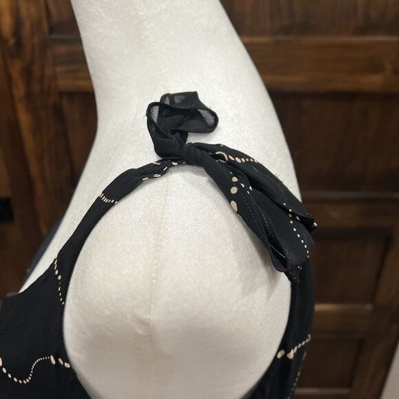 Evan Picone Dress 10 Black V-Neck Ruffles Vintage Evening Date Classy - Picture 6 of 12